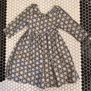 Patterned White and Black Dress